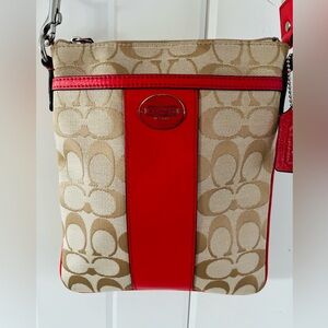 Coach Legacy Signature Red Stripe Swingpack, 7.5l x 8.5h